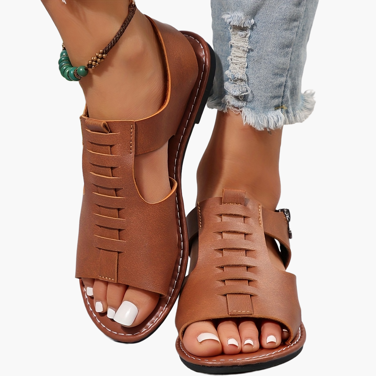 Damen Sandalen mit Reißverschluss – Modische Sommerschuhe im Casual-Look, Offene Zehen, Bequem für Alltag & Freizeit