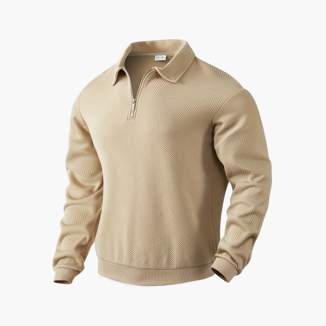 Herren Vintage Sweatshirt mit Reißverschluss-Kragen und geometrischem Muster – Lässig & Stilvoll für Alltag und Freizeit