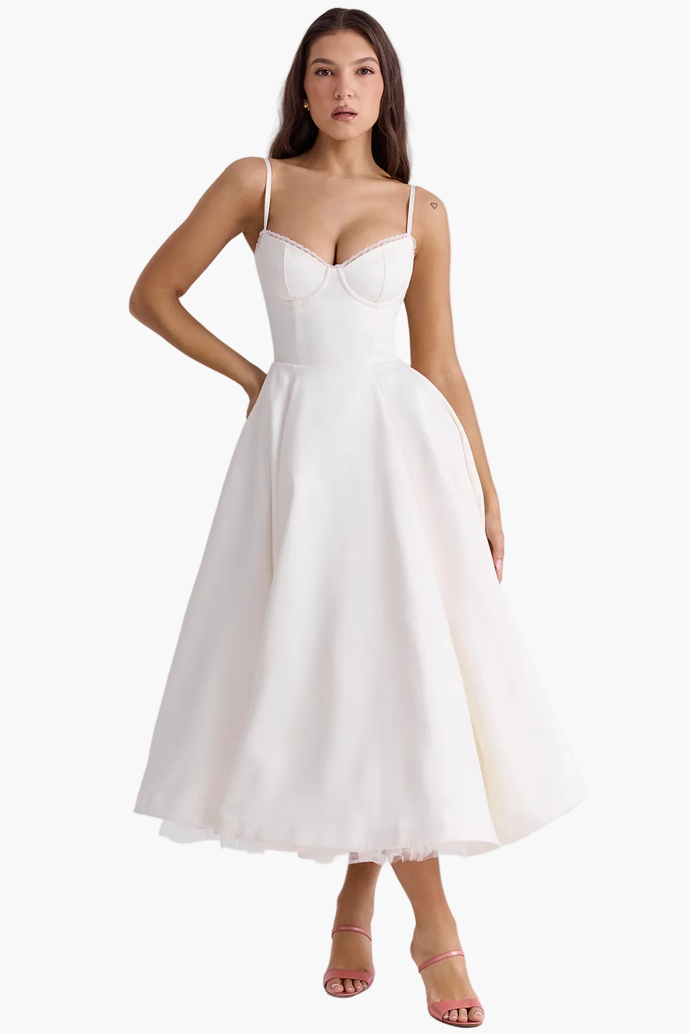 Damen Festliches Cocktailkleid Abendkleid mit Bustier und weitem Rock – Eleganter Vintage-Look für besondere Anlässe