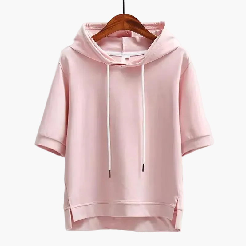 Damen Kurzarm Hoodie Lässig Streetwear Kapuzenpullover – Bequemer Freizeit Look