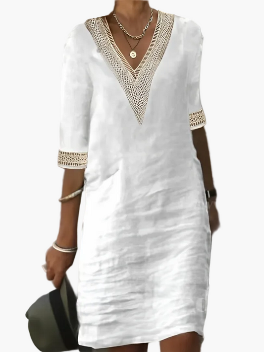 Damen Sommerkleid im Boho-Stil mit Häkelspitze – Luftiges Freizeitkleid für Alltag & Urlaub