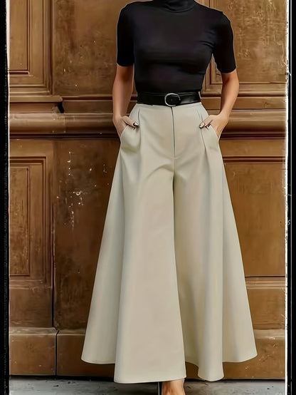 Damen Weite Palazzo-Hose Elegant Modern Business Look