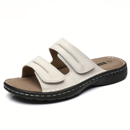 Herren Komfort-Sandalen für Alltag und Freizeit – Offene Pantoletten mit Klettverschluss