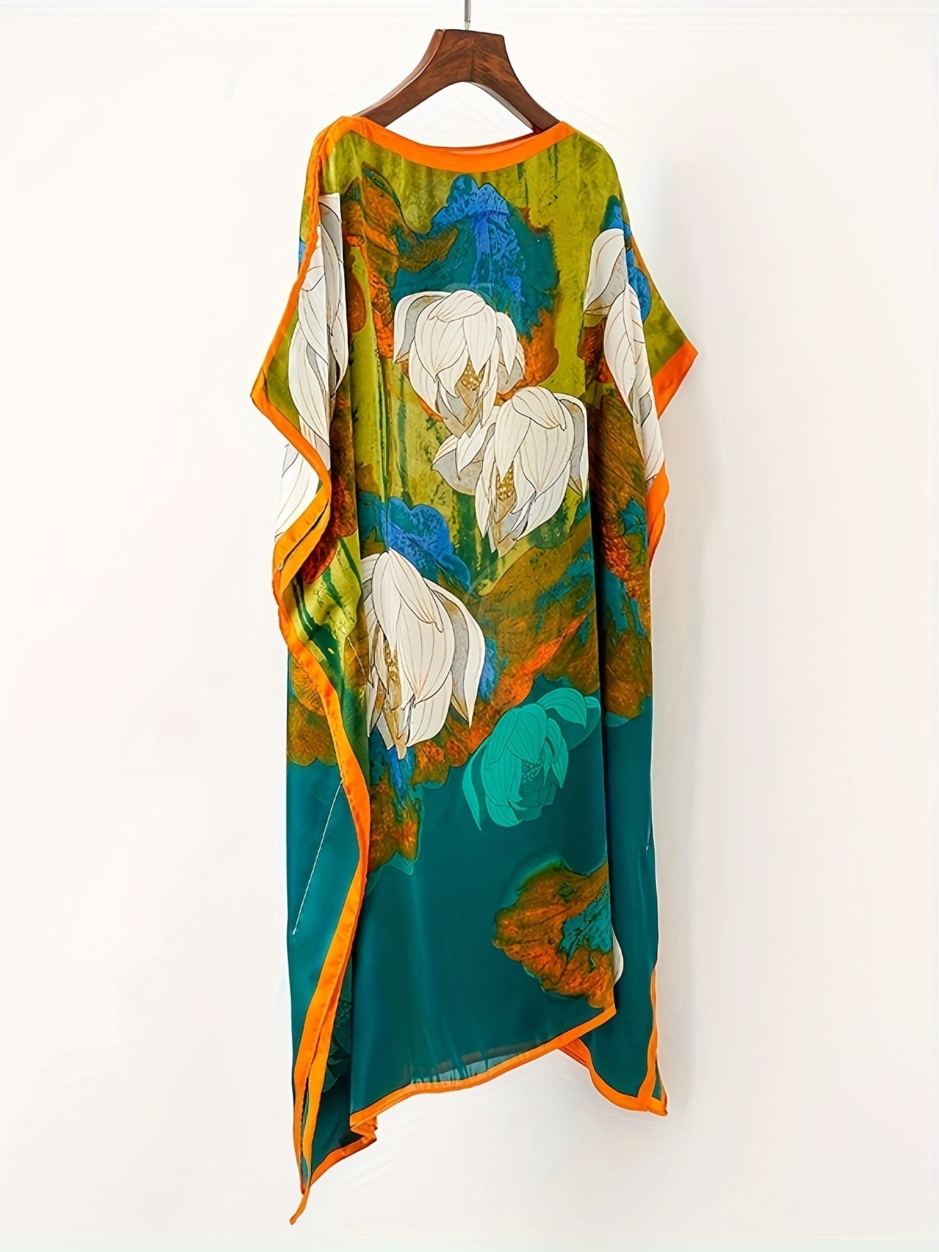 Damen Boho Strandponcho mit floralen Mustern – Perfekt für Urlaub und Sommer