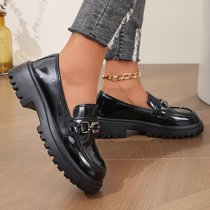 Damen Loafer mit Kettenverzierung – Elegante Slip-On Schuhe für Alltag & Büro