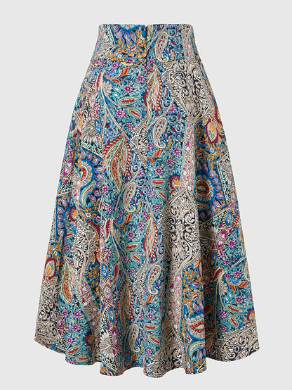 Damen Sommer Midikleid Elegant mit Paisley-Muster und Schleife – Perfekt für Freizeit & Urlaub