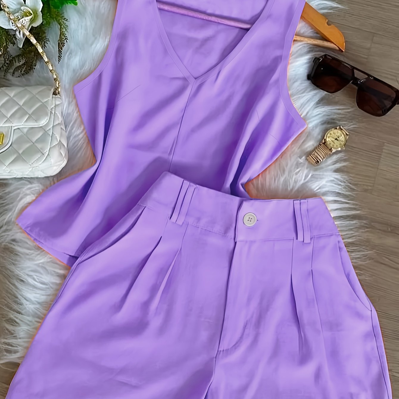 Damen Sommer Set – Elegantes ärmelloses Top und High-Waist Shorts, Casual Chic für Alltag & Urlaub