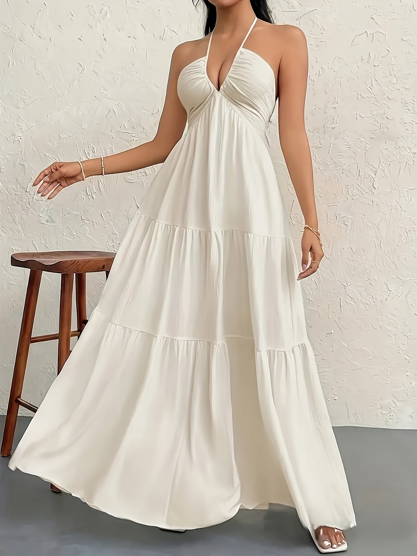 Damen Maxikleid Elegant mit Neckholder und A-Linien-Schnitt – Stilvolles Sommerkleid für besondere Anlässe