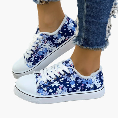 Damen Sneaker mit Blumenmuster – Modische Freizeitschuhe für Alltag und Freizeit