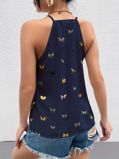 Damen Schmetterling Print Trägertop – Elegantes Sommer-Top für Freizeit & Alltag