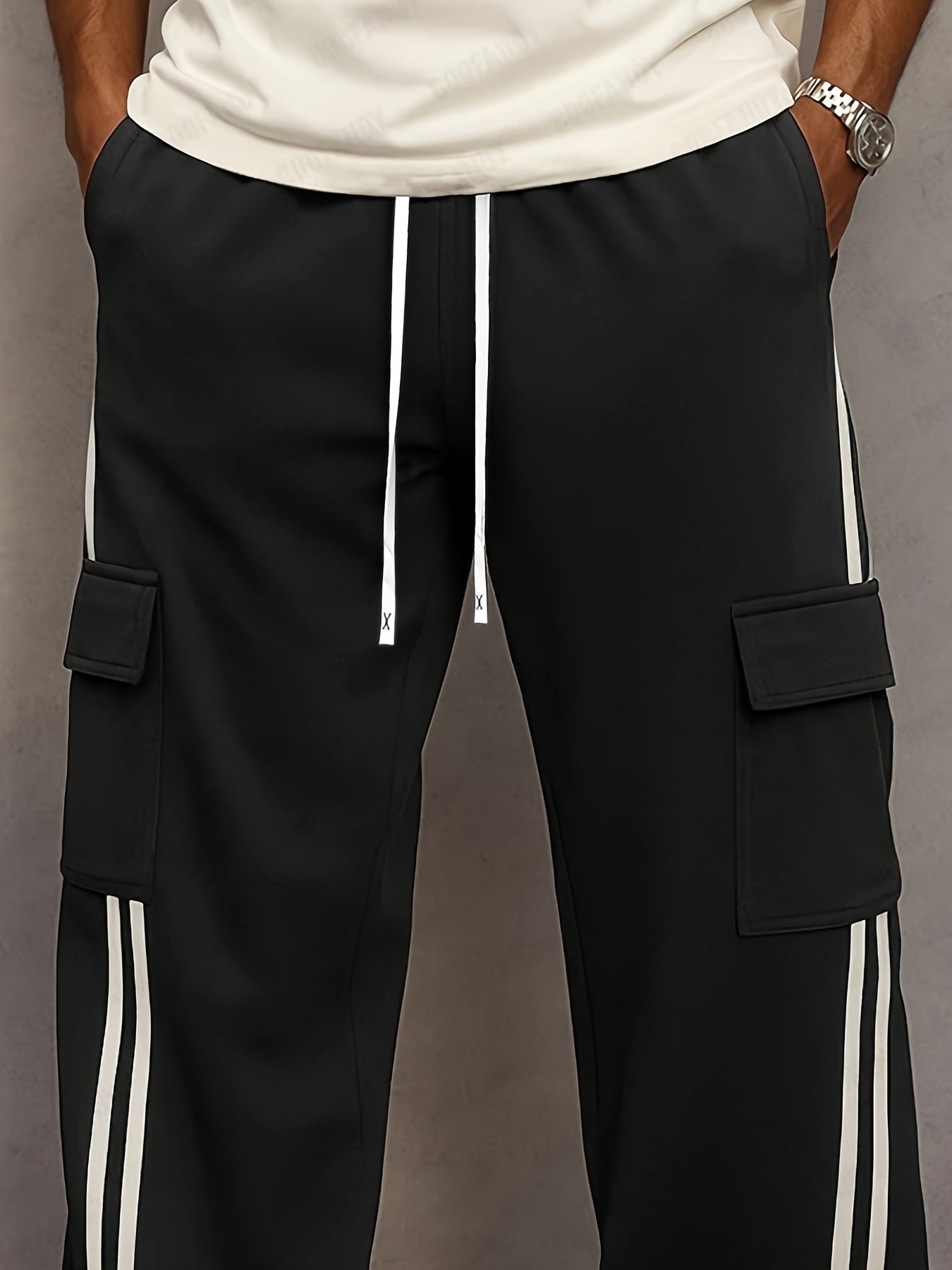 Herren Cargo Jogginghose mit Streifen und Taschen – Streetwear Style, Sportlich & Lässig