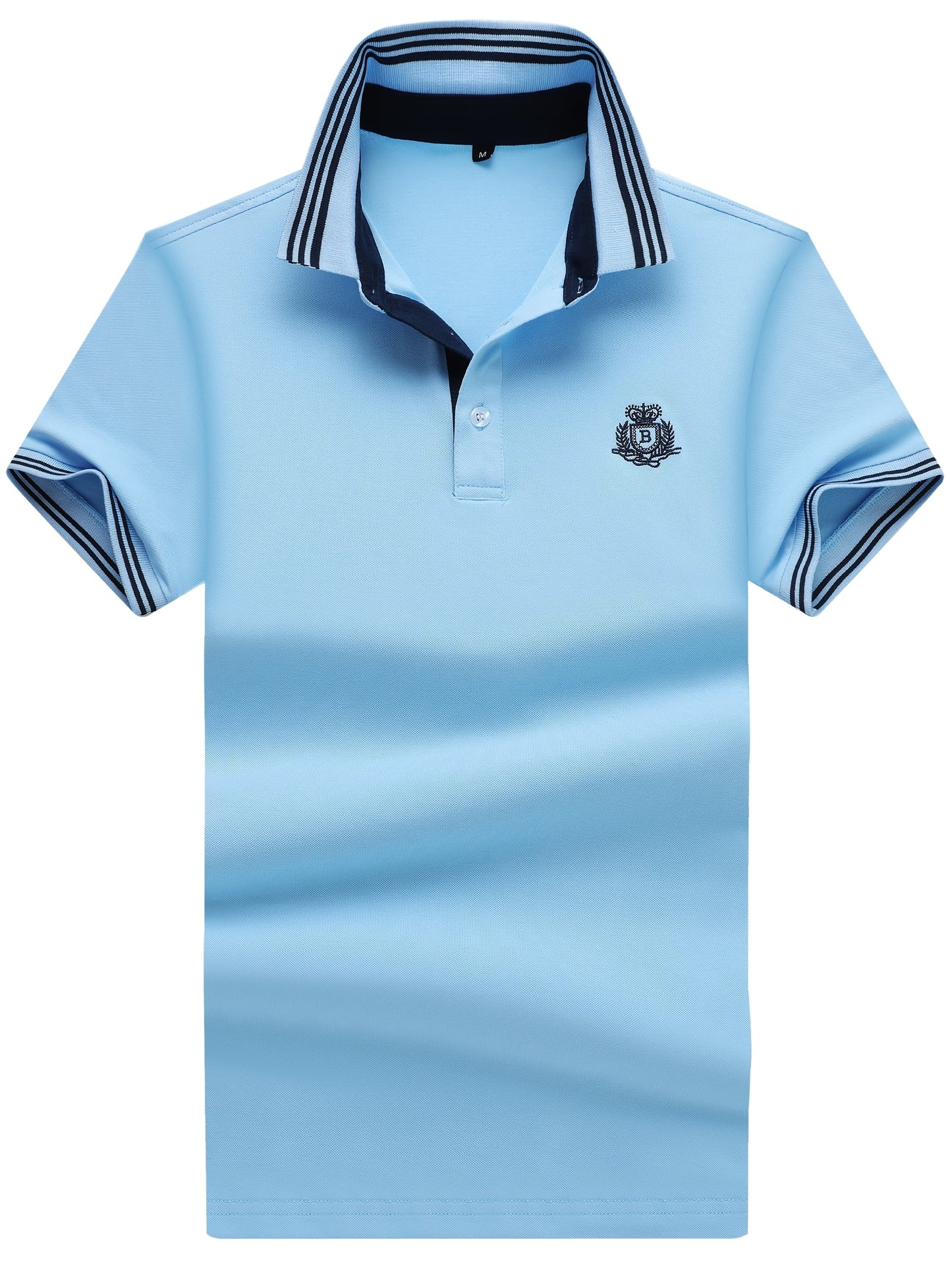 Herren Polo Shirt Klassisch Sportlich mit gesticktem Wappen und Kontrastkragen – Freizeit & Business