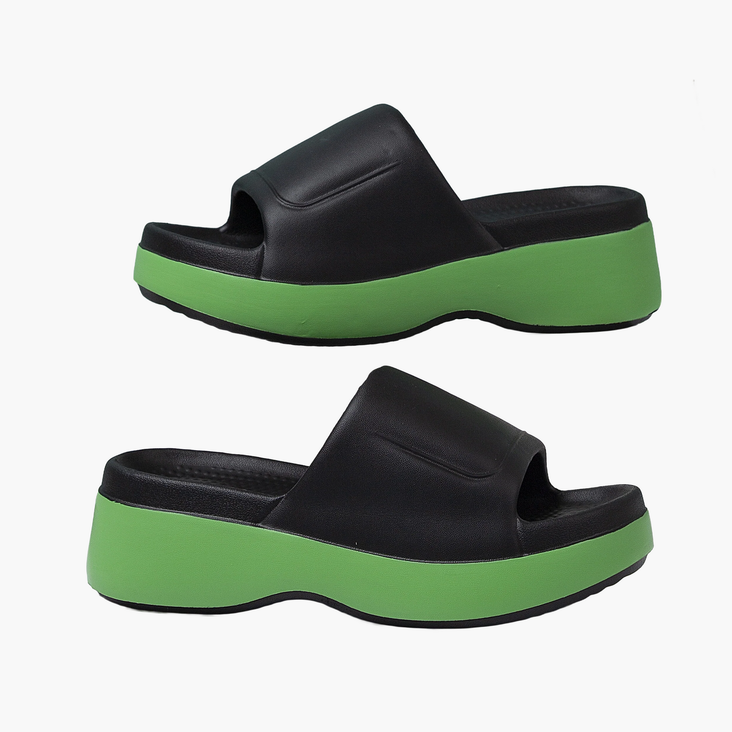 Damen Plateau-Slipper – Bequeme Sommer Hausschuhe mit offener Zehenpartie und rutschfester Sohle