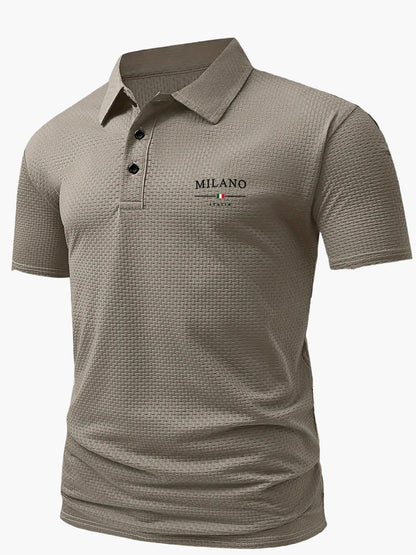 Herren Polohemd mit modernem Strukturmuster und klassischem Kragen – Stilvoll für Freizeit und Alltag