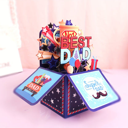 Vaterstags 3D Pop-Up Karte – Best Dad Super Dad Grußkarte für Männer, Vatertag Geburtstagskarte Geschenk