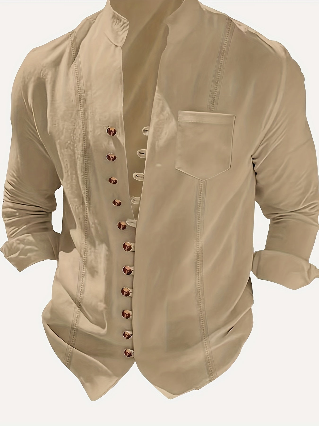 Herren Stehkragen Hemd Elegant Freizeit Langarm Modernes Design