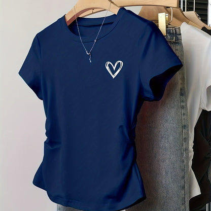 Damen T-Shirt mit Herz-Print und modernem Schnitt – Ideal für Freizeit und Alltag