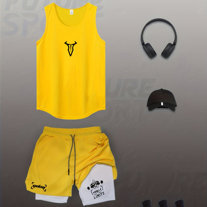 Herren Fitness Trainingsset – Muskelaufbau Tanktop & Shorts für Gym und Workout