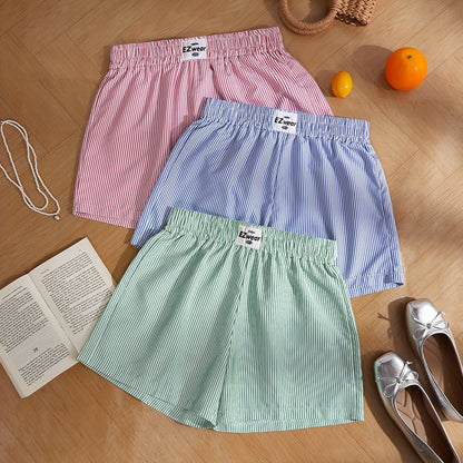 Damen Pyjama Shorts Set – Gestreifte lockere Homewear, bequem & stilvoll