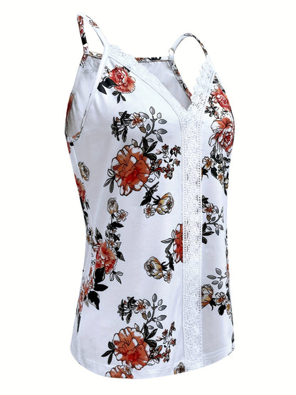 Damen Spitzentop mit Blumenmuster – Modisches Sommer-Top für Freizeit und Alltag
