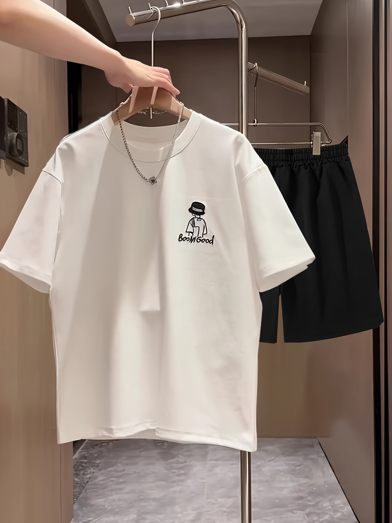 Herren Freizeit Zweiteiler T-Shirt & Shorts Set mit Print – Lässiger Sommerstil für Alltag & Streetwear