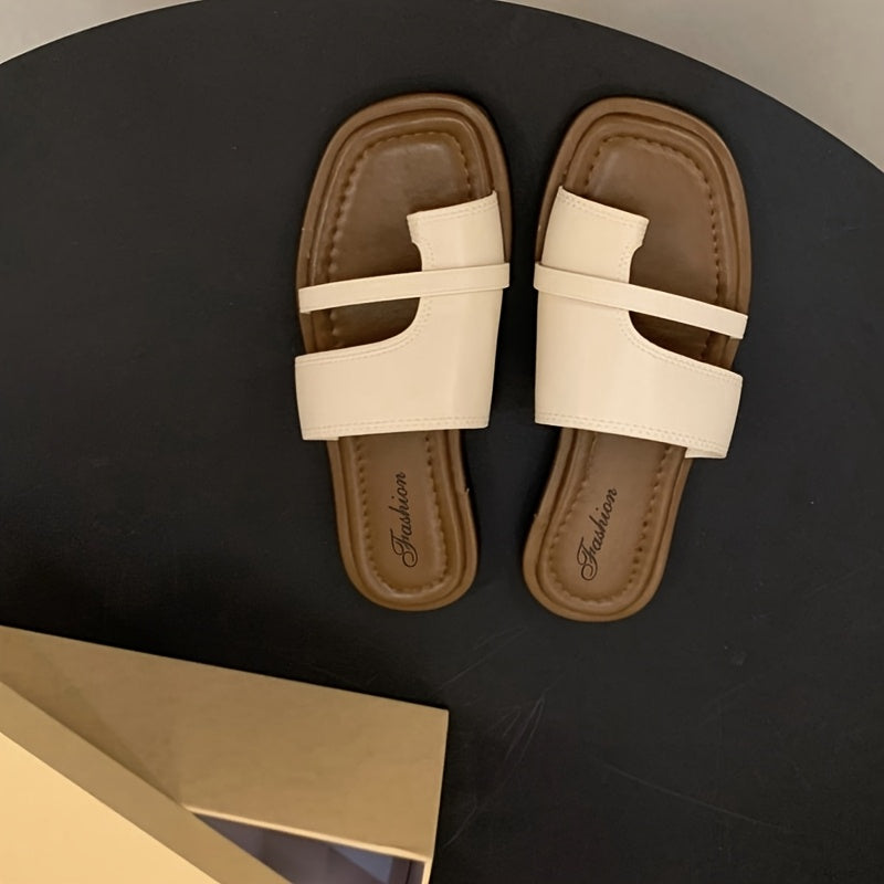 Damen Flache Casual Pantoletten – Offene Zehen, Bequeme Sommerschuhe für Alltag & Freizeit