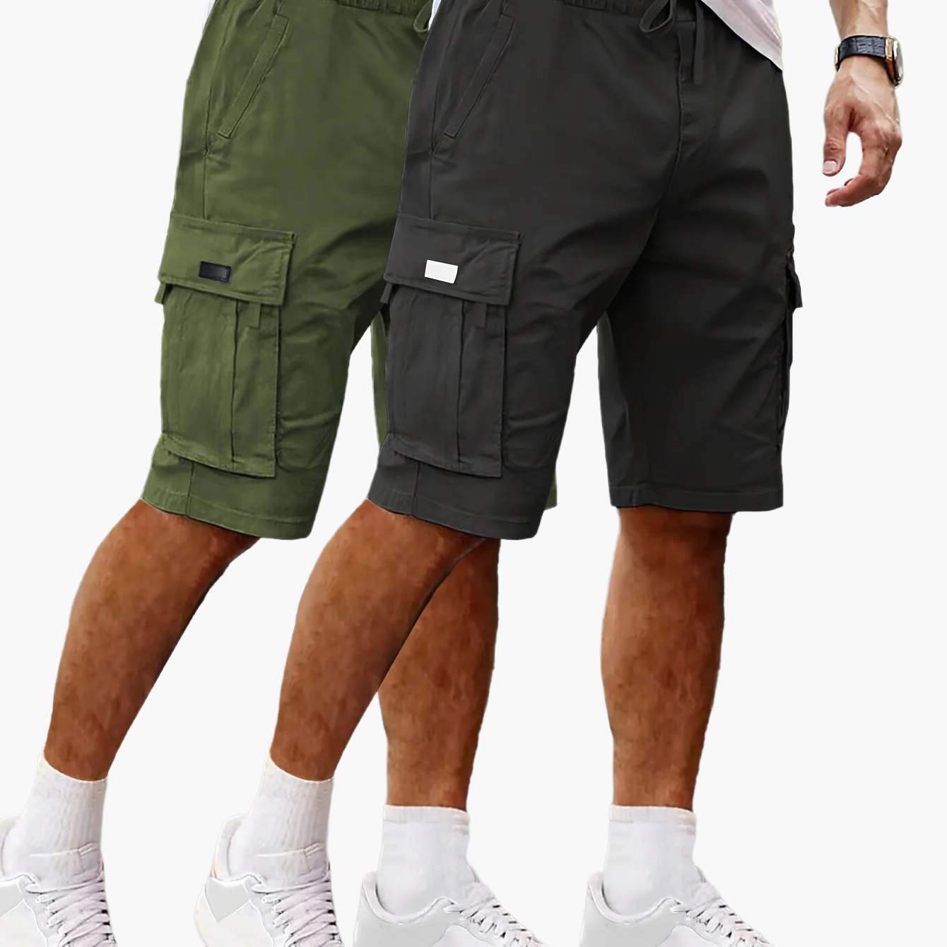 Herren Cargo Shorts 2er Pack – Bequeme Freizeit- und Outdoor-Bermuda mit Taschen