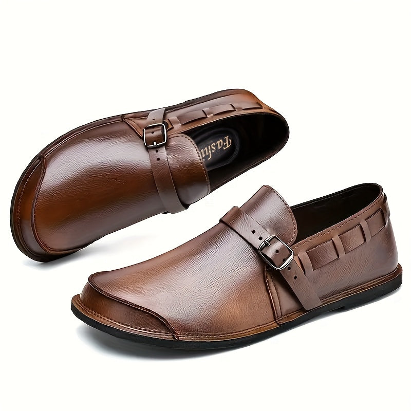 Herren Slip-On Business-Lederloafers mit Schnalle – Elegante Freizeitschuhe für Büro & Alltag