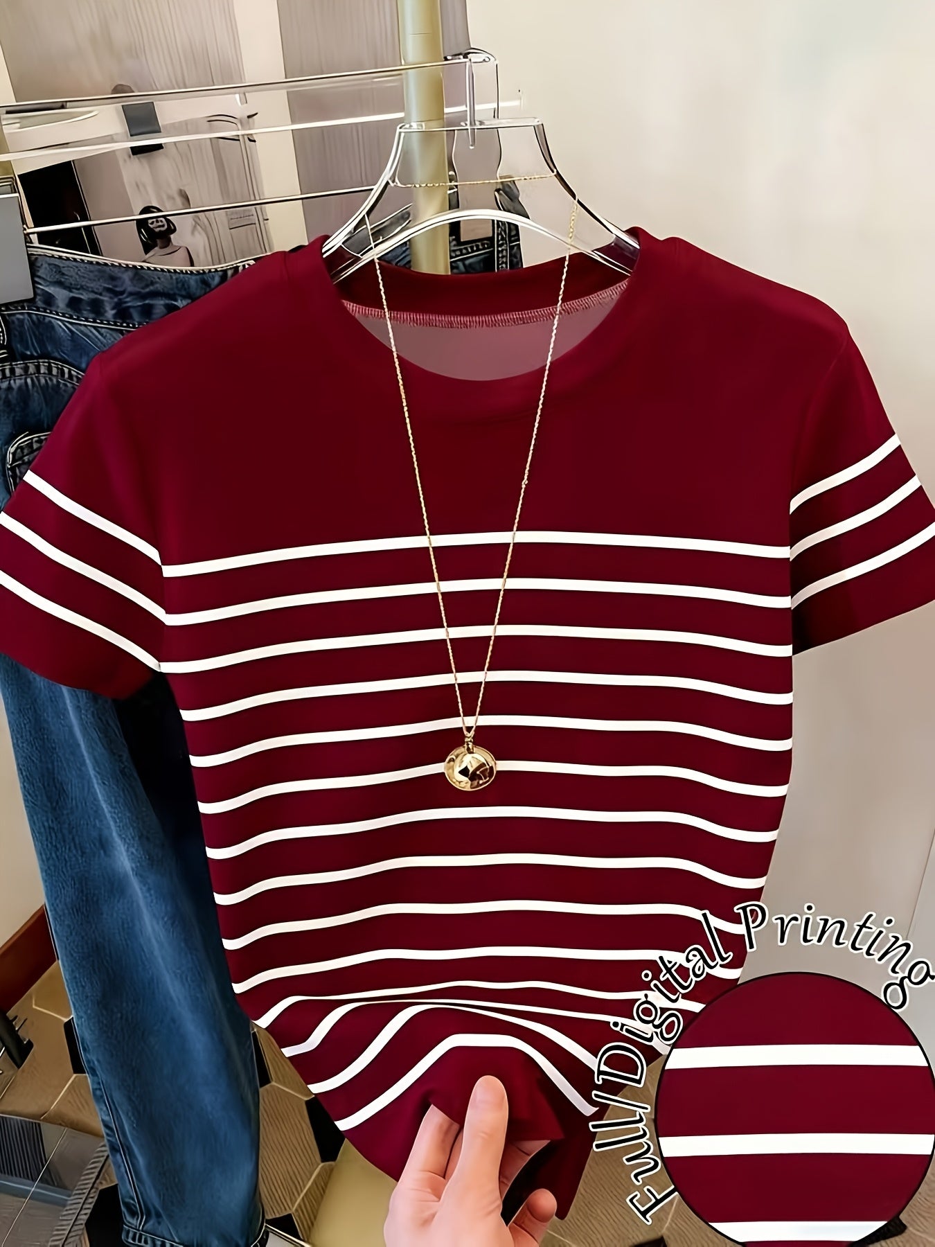 Damen T-Shirt im Streifen-Design mit modischen Raffungen – Perfekt für Freizeit und Alltag
