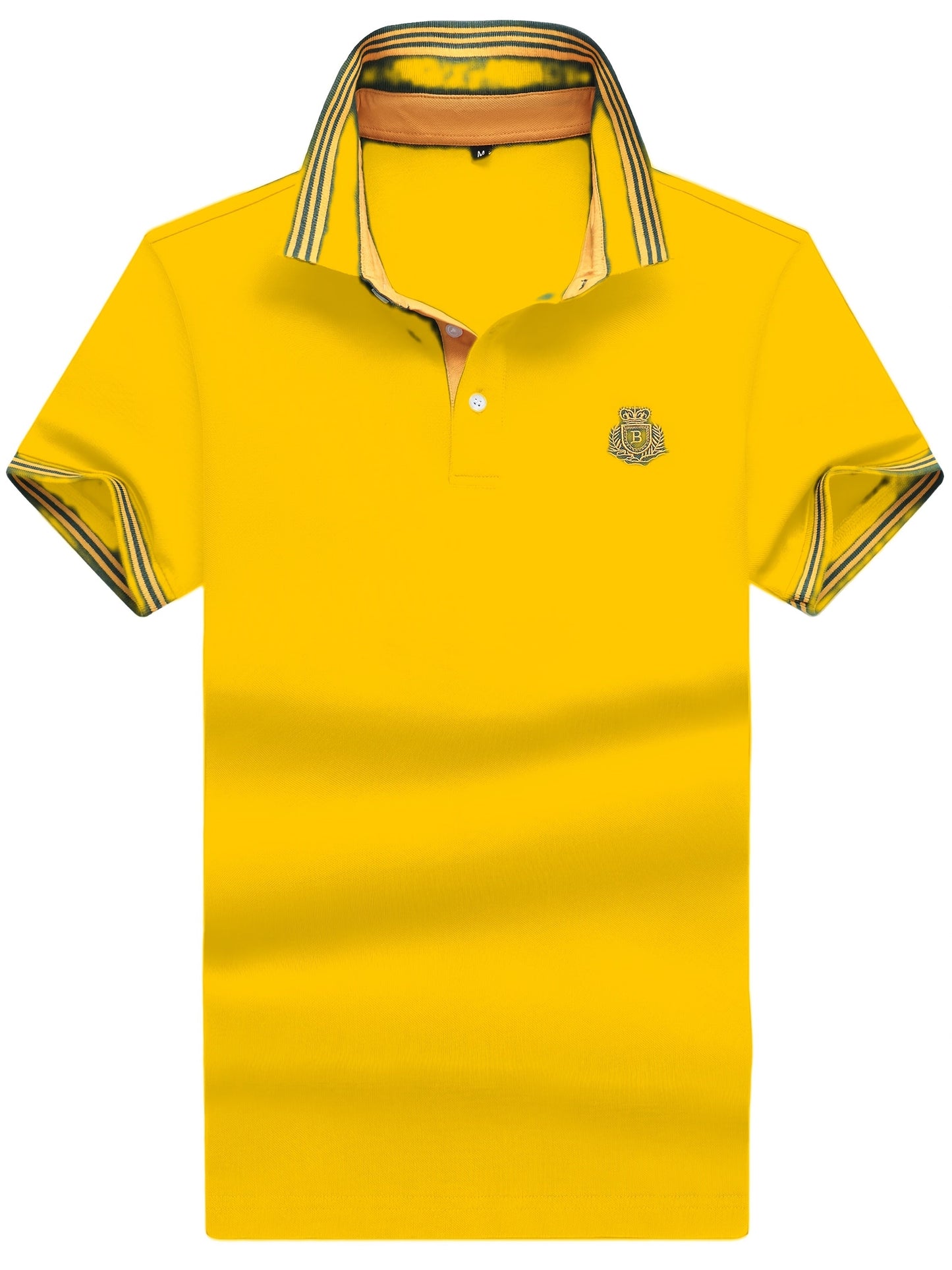 Herren Polo Shirt Klassisch Sportlich mit gesticktem Wappen und Kontrastkragen – Freizeit & Business