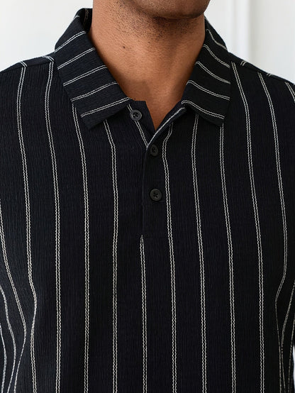 Herren Poloshirt mit Nadelstreifen – Modernes Kurzarm-Design für Alltag und Freizeit
