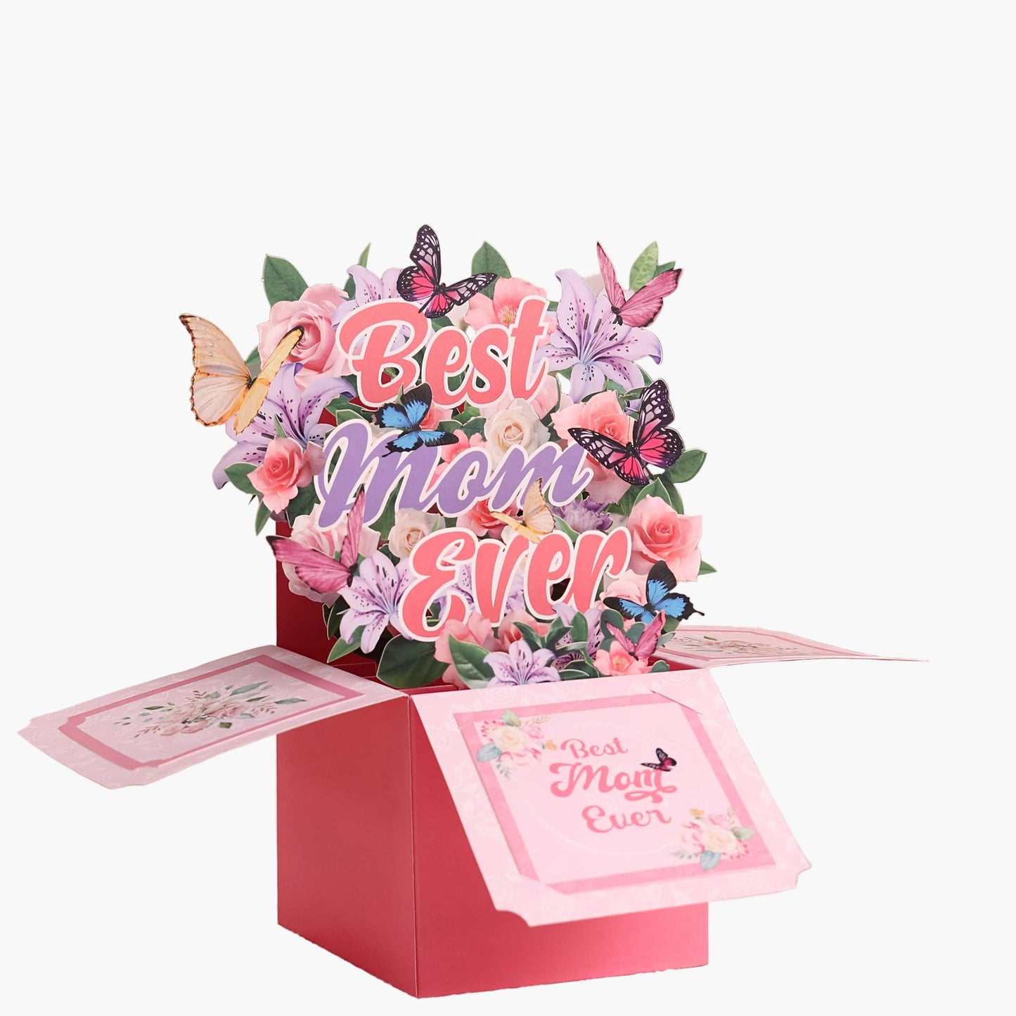 Pop-up Grußkarte zum Muttertag – Best Mom Ever – 3D Blumenstrauß Dekor für Frauen