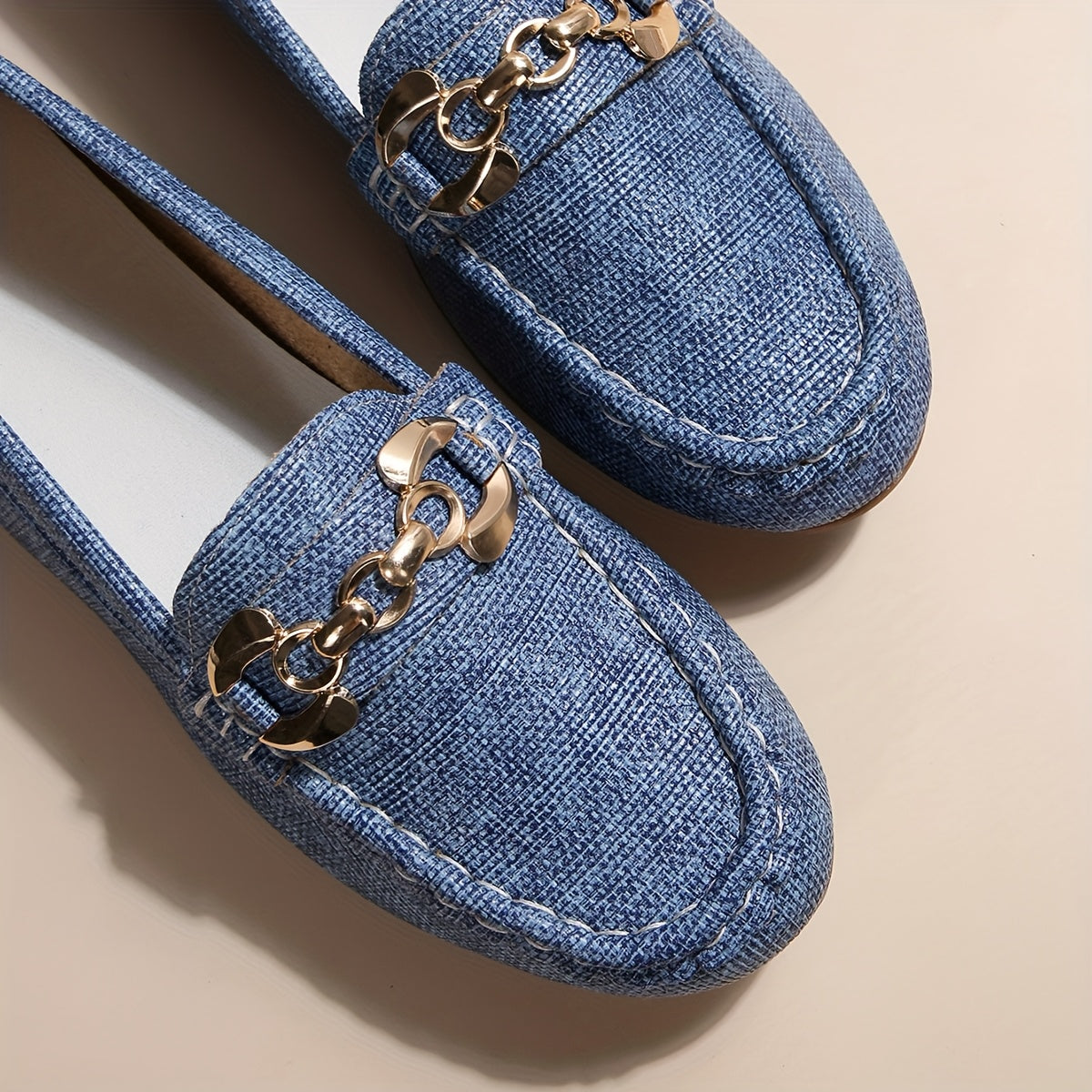 Damen Mokassins Klassisch Bequem mit Ketten-Detail – Elegante Slip-On Schuhe für Alltag und Freizeit