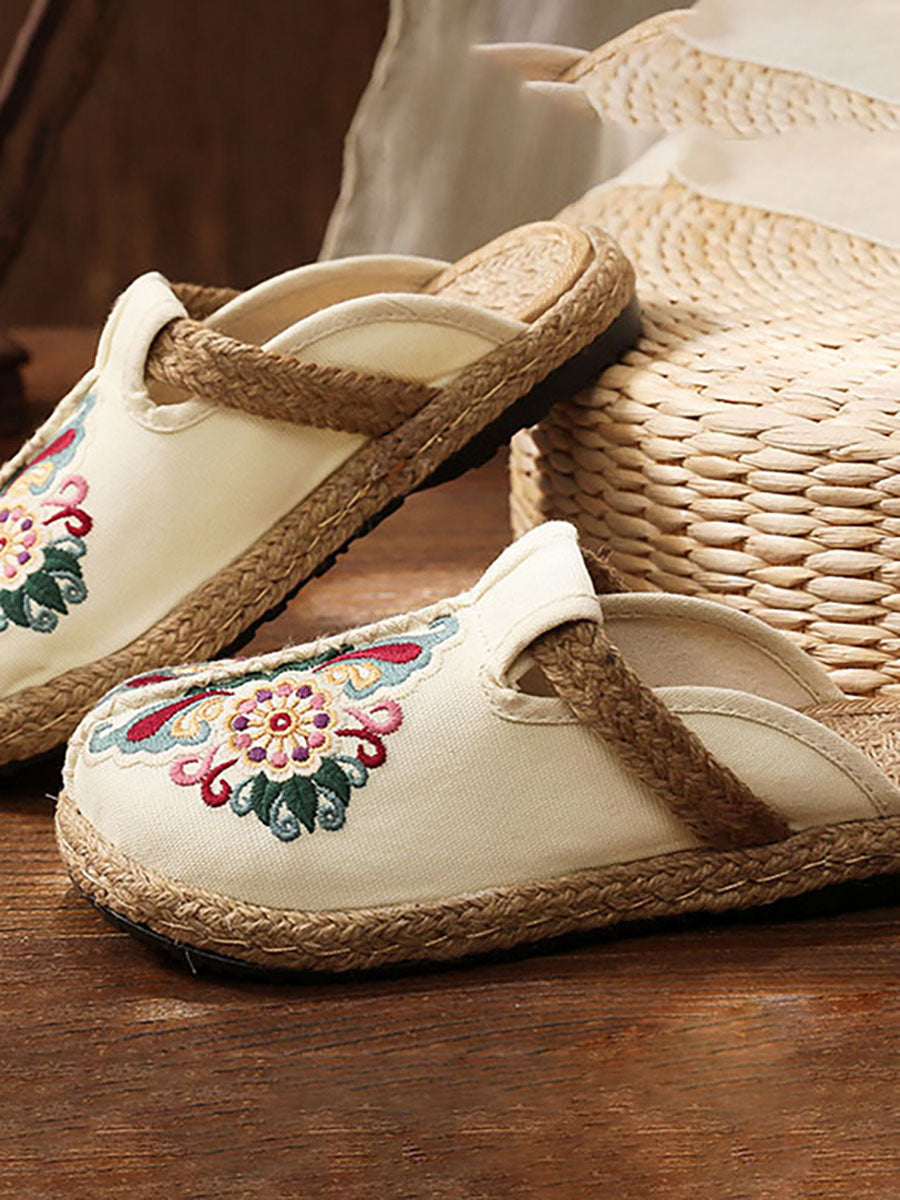 Damen Ethno-Hausschuhe mit Stickerei – Bequeme Pantoffeln für Frühling, Sommer & Herbst