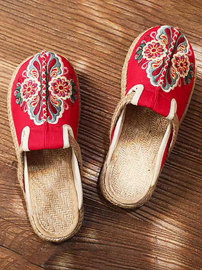 Damen Ethno-Hausschuhe mit Stickerei – Bequeme Pantoffeln für Frühling, Sommer & Herbst