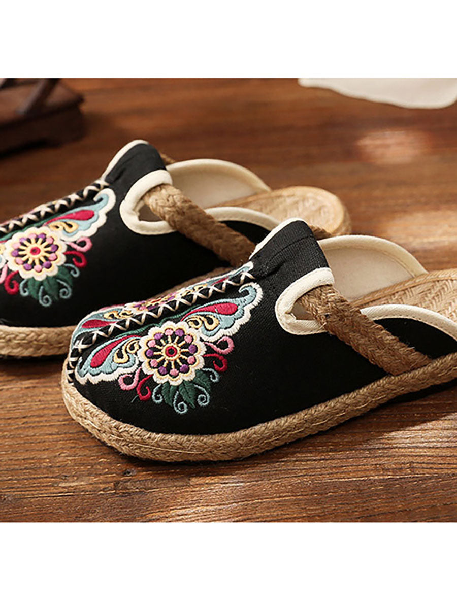 Damen Ethno-Hausschuhe mit Stickerei – Bequeme Pantoffeln für Frühling, Sommer & Herbst