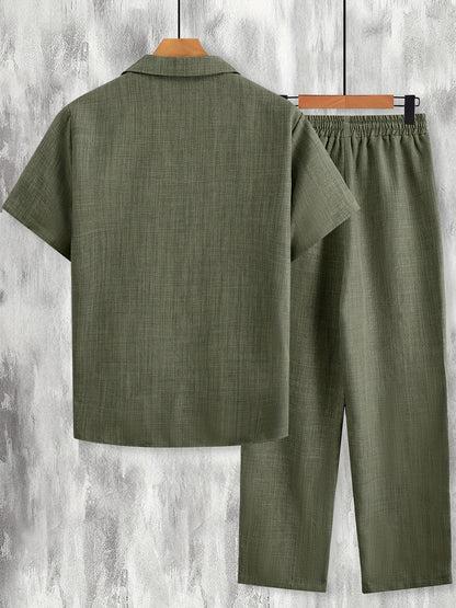 Herren Freizeit Set – Kurzarm Hemd und Hose, Sommer Lounge Outfit, Modern & Lässig