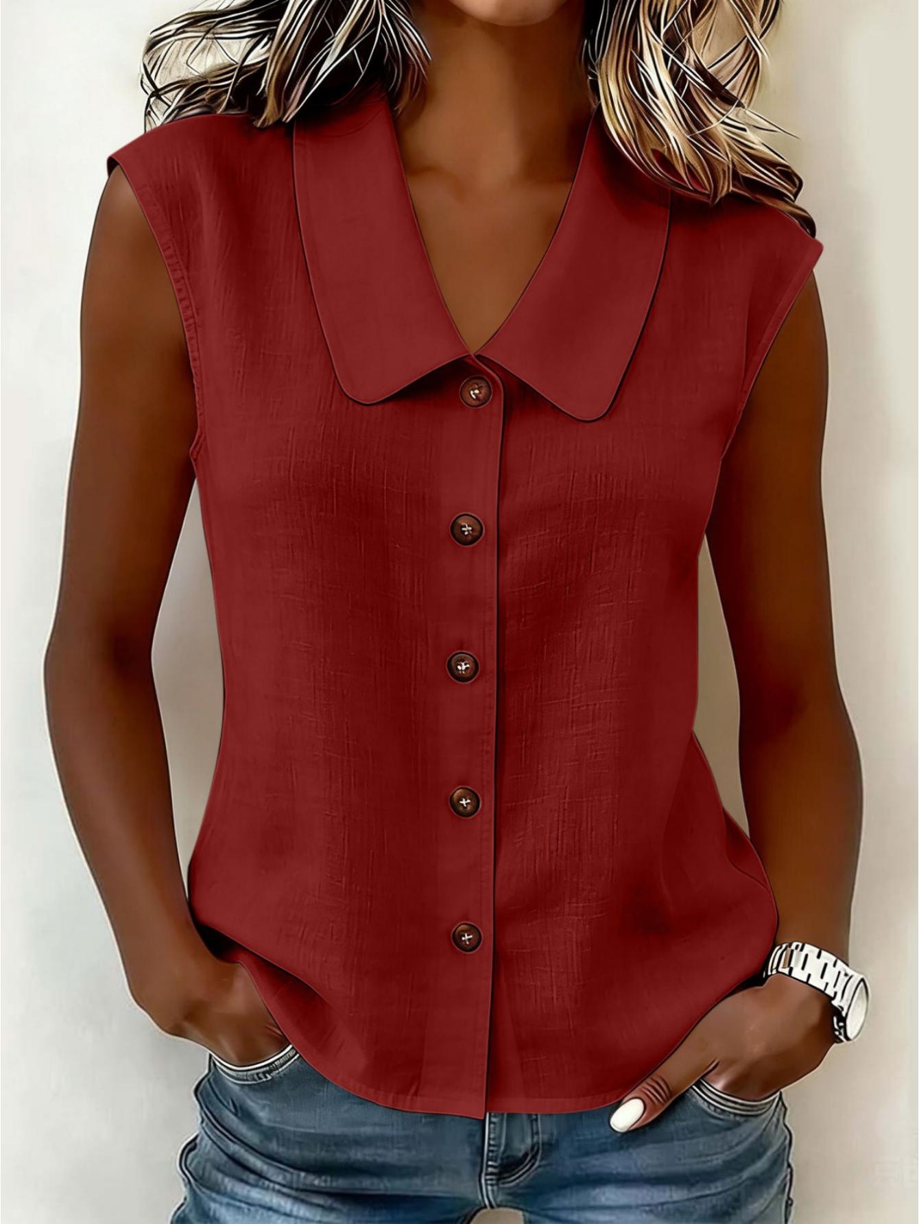 Damen Blusentop mit Knopfleiste und weitem Kragen – Elegantes Freizeit-Oberteil für Büro & Alltag