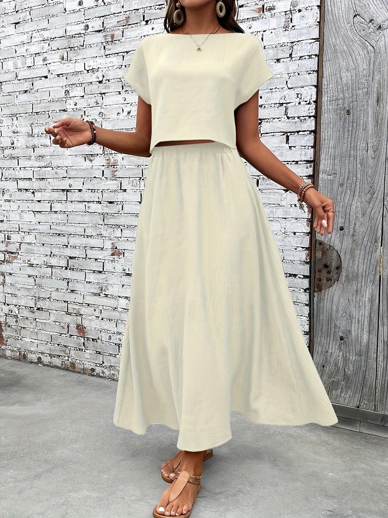 Damen Zweiteiliges Set Elegantes Crop Top und Maxirock für Alltag und besondere Anlässe