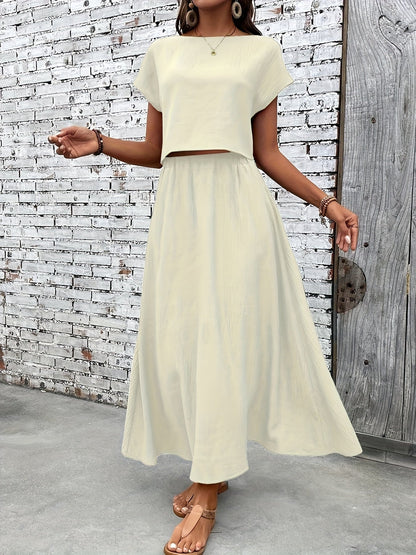 Damen Zweiteiliges Set Elegantes Crop Top und Maxirock für Alltag und besondere Anlässe