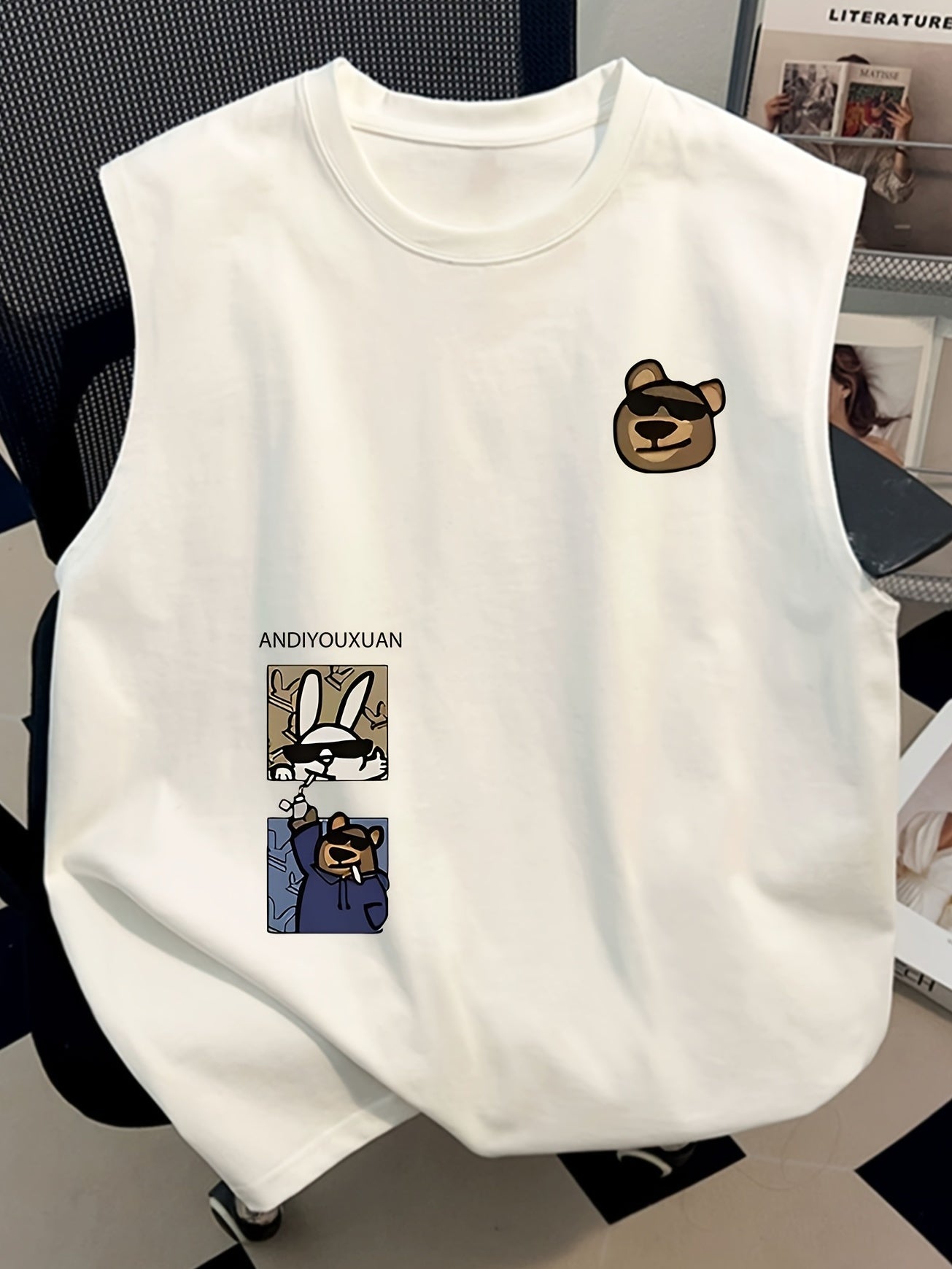 Herren Streetwear Tanktop mit Cartoon-Grafik und lässigem Schnitt