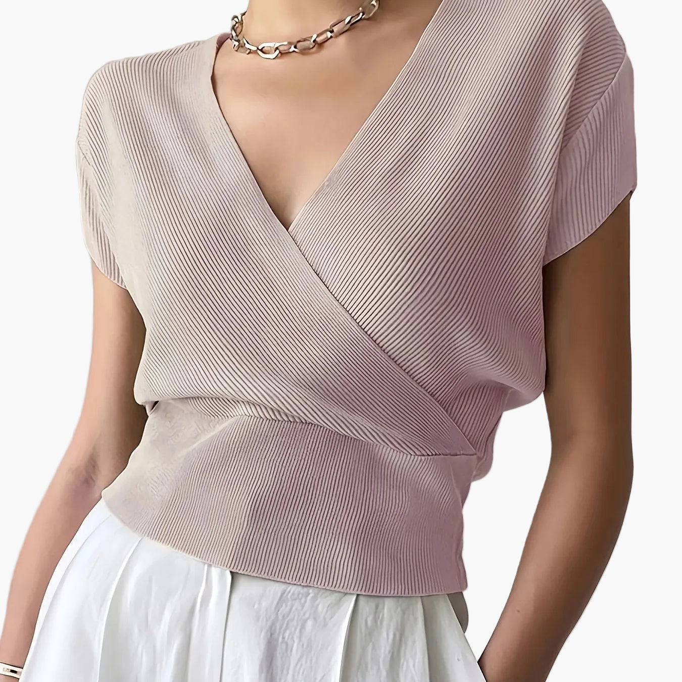 Damen Wickelshirt mit Kurzarm – Elegantes Freizeit-Top im modernen Design