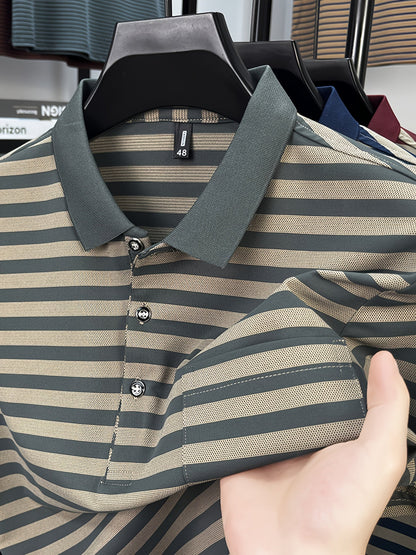 Herren Polohemd mit Streifenmuster und Brusttasche – Klassischer Freizeit-Look