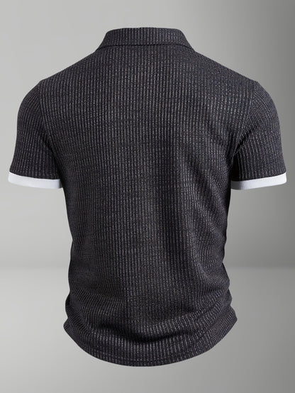 Herren Polohemd Modern Fit Kurzarm – Strukturierter Freizeit-Look mit Knopfleiste
