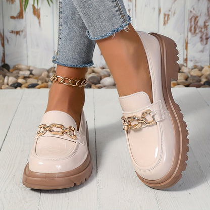 Damen Loafer mit Kettenverzierung – Elegante Slip-On Schuhe für Alltag & Büro