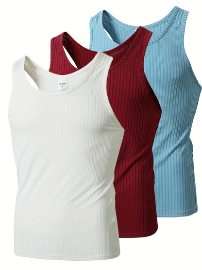 Herren Sportliche Tanktops 3er-Pack – Bequeme Freizeit- und Fitnessshirts