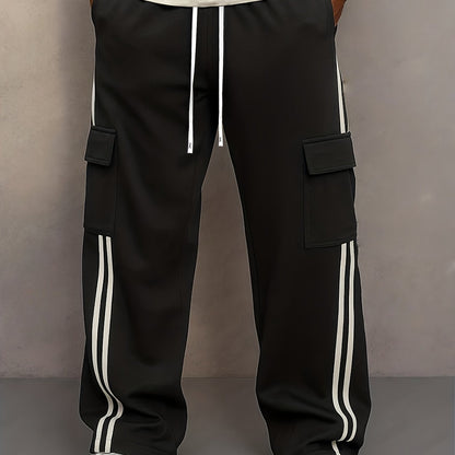 Herren Cargo Jogginghose mit Streifen und Taschen – Streetwear Style, Sportlich & Lässig