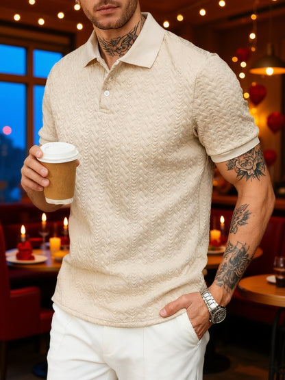 Herren Poloshirt mit Strickstruktur – Stilvolles Freizeitshirt für Alltag und Ausgehen