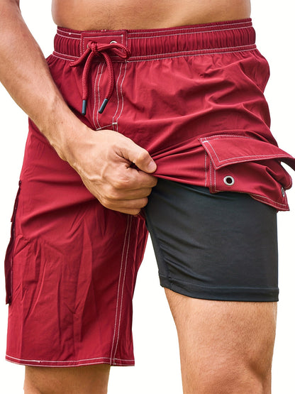 Herren Badeshorts mit integrierter Innenhose – Sportliche Bermudashorts für Strand und Freizeit
