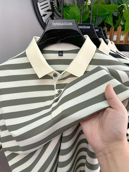 Herren Poloshirt mit klassischem Streifenmuster – Kurzarm, maritimer Look, eleganter Freizeitstil